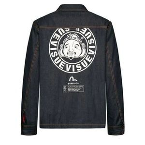 [NWT] EVISU Padded Denim Jacket with Godhead Print(Men’s) - Size S - Indigo